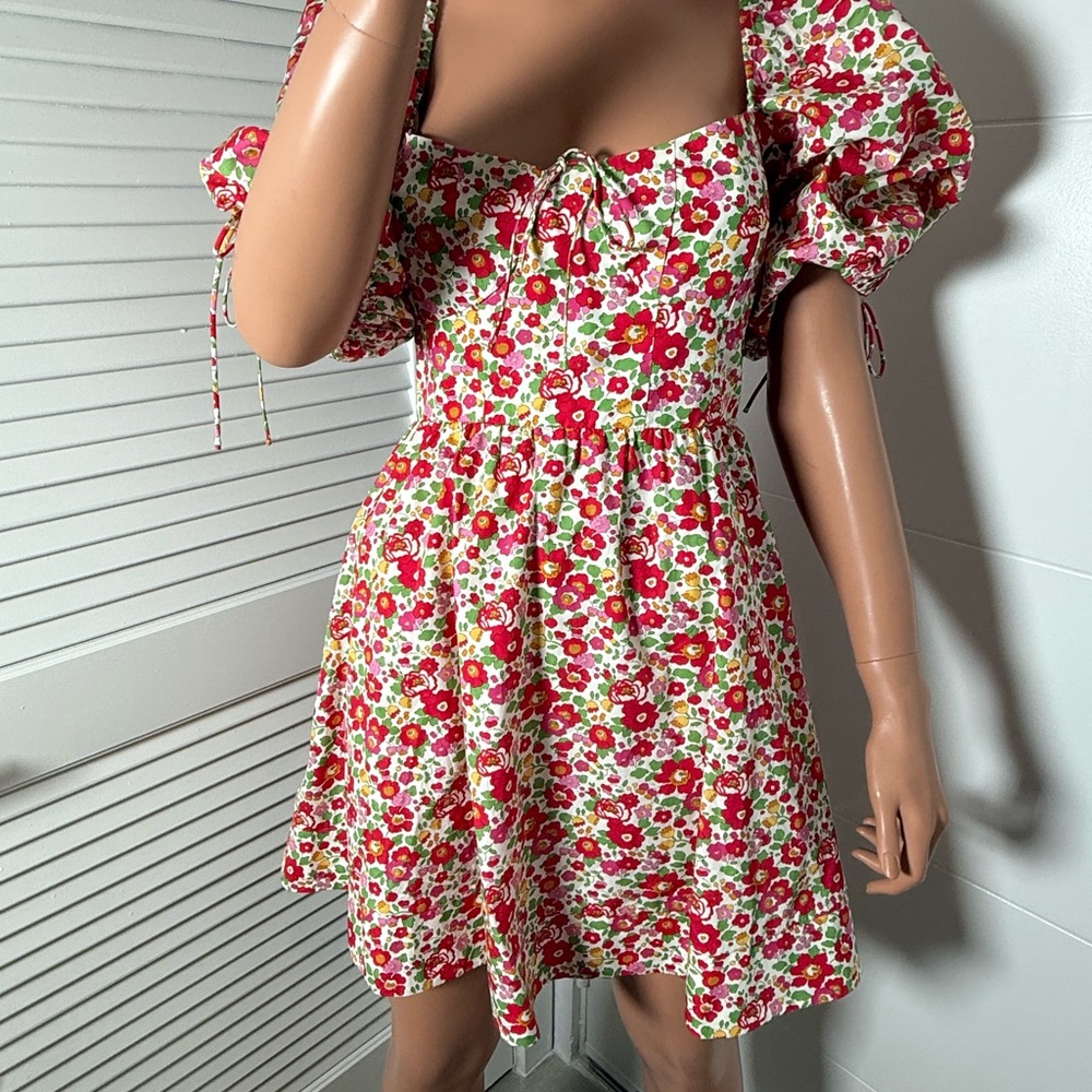 For Love & Lemons floral Puff Sleeve Dress size medium - Picture 6 of 12